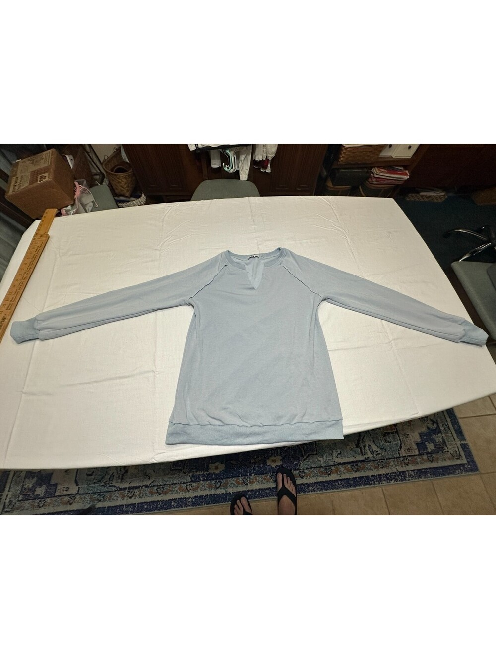 Amalli Talli Blue Grey Sweater Long Sleeve Small Tall V Neck